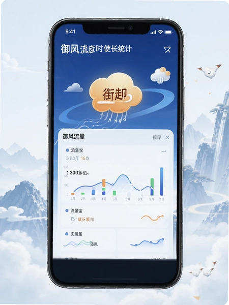 御风流量宝应用使用时长统计界面
