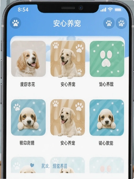 安心养宠软件主界面功能布局预览图