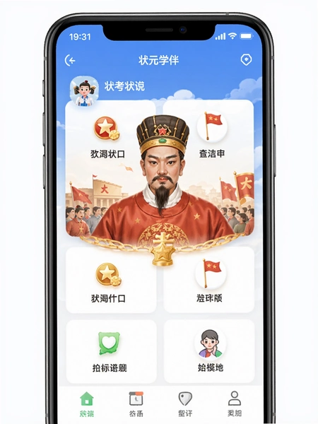 赶考状元学伴APP主界面功能模块布局