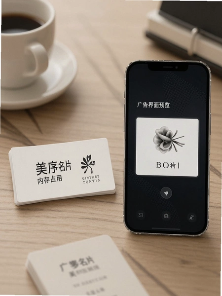 美序名片内存占用与广告界面预览图