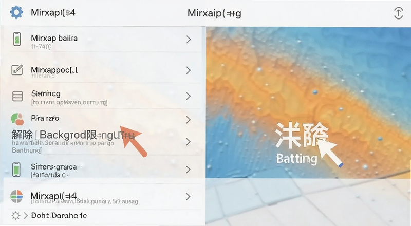 Mirxap壁纸在电池设置中解除后台限制的操作图