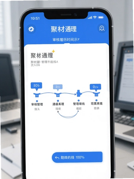 聚材通管理app审核履历时间线展示