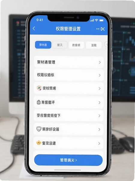聚材通管理app权限管理设置页