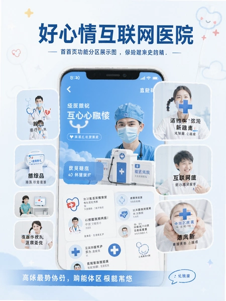好心情互联网医院 首页功能分区展示图