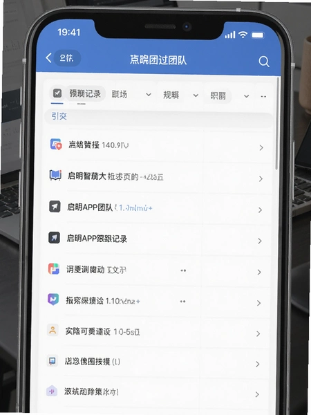 启明APP团队跟进记录页面展示