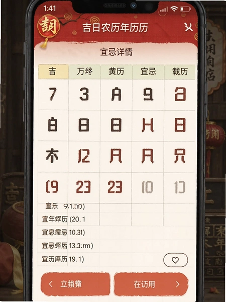 吉日农历万年历黄历宜忌详情页