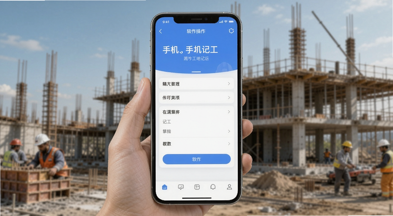 手机工地记工软件操作界面预览图