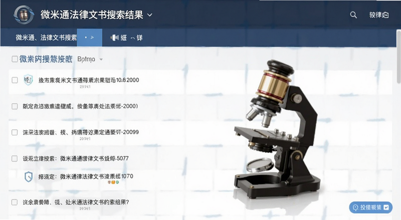 微米通法律文书搜索结果列表截图