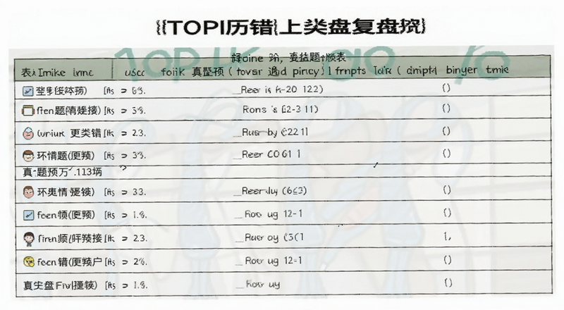 TOPIK历年真题错题分类复盘表预览图