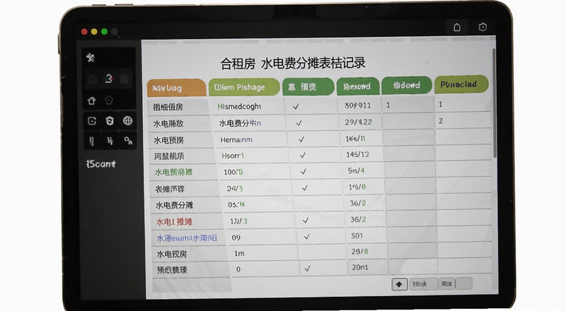 合租房水电费分摊表格记录预览图
