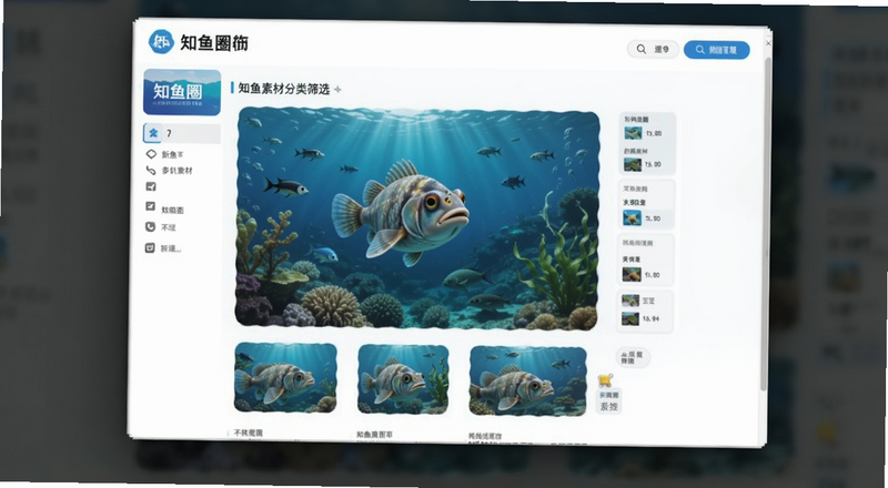 知鱼圈知鱼素材分类筛选界面预览图