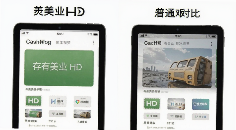 有赞美业HD与普通版界面对比预览图