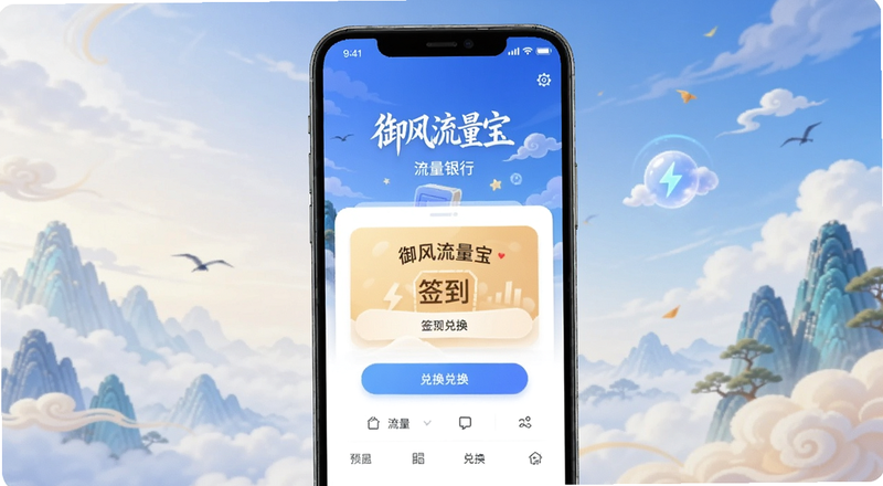 御风流量宝流量银行签到兑换界面预览图