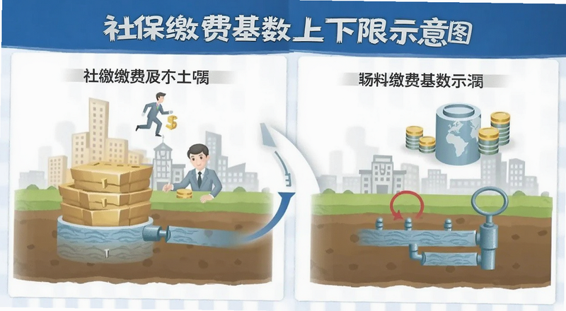 社保缴费基数上下限示意图