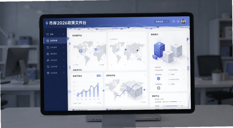 币岸2026政策文件与合规平台界面预览图