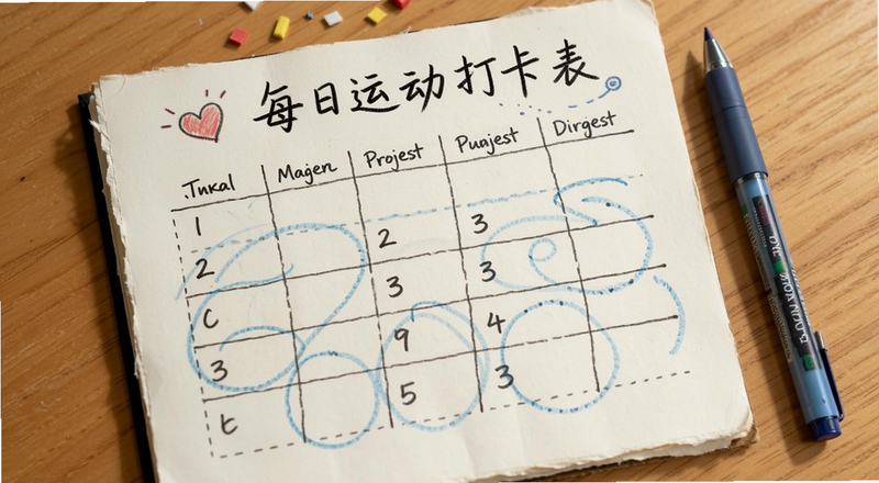 每日运动打卡表手写模板预览图