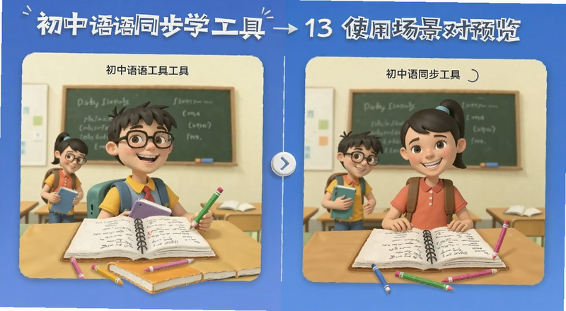 初中英语同步学工具使用场景对比预览图
