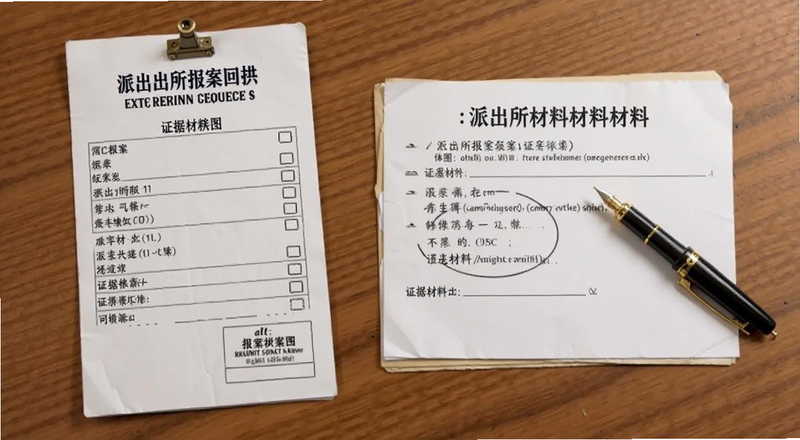 派出所报案回执和证据材料图|alt:派出所报案回执和证据材料预览图