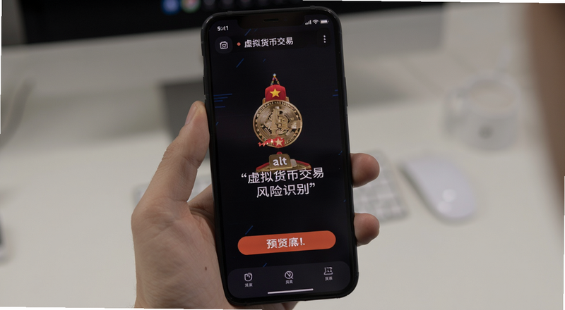 虚拟货币交易风险识别手机屏幕警示图|alt:虚拟货币交易风险识别预览图