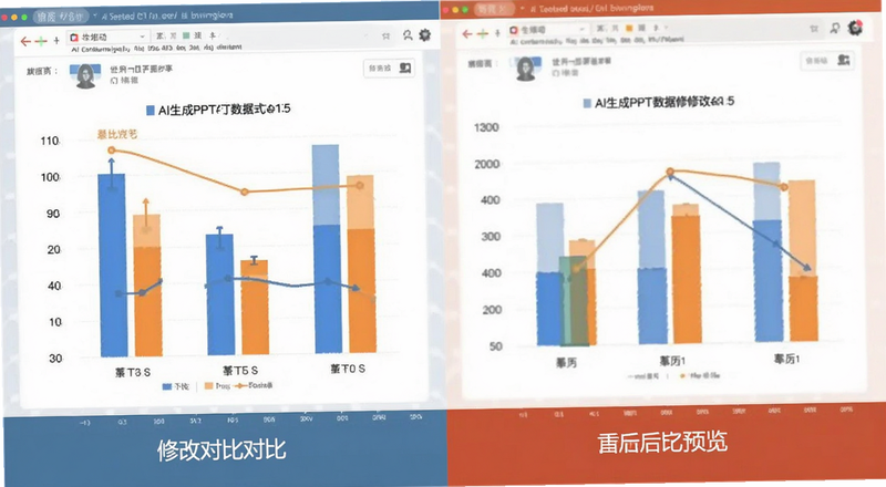 AI生成PPT数据图表修改前后对比预览图