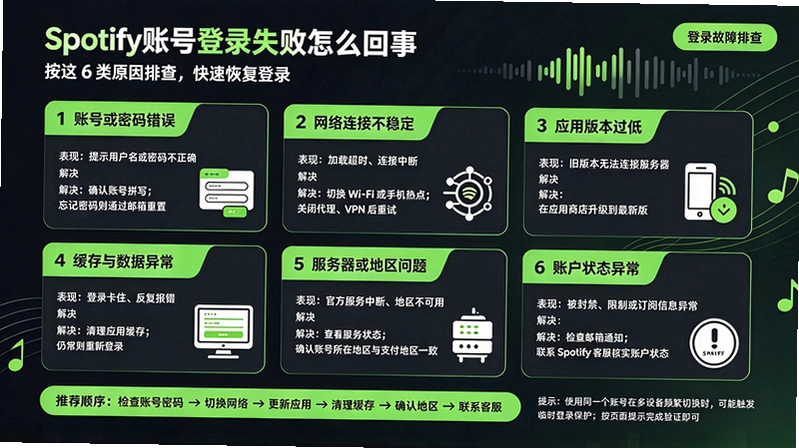 Spotify�˺ŵ�¼ʧ����ô���£��˺����ƺͷ����쳣ȫ�������ͼ