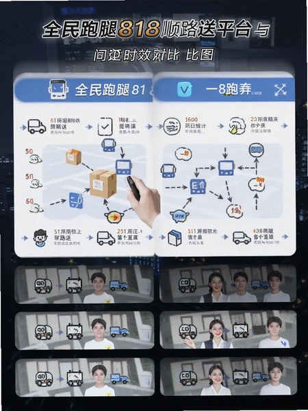 全民跑腿818顺路送平台与同类跑腿软件时效对比图